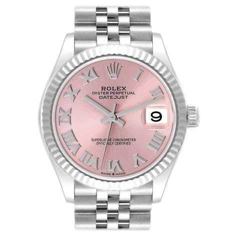 white gold rolex pink face|women's rolex watch pink face.